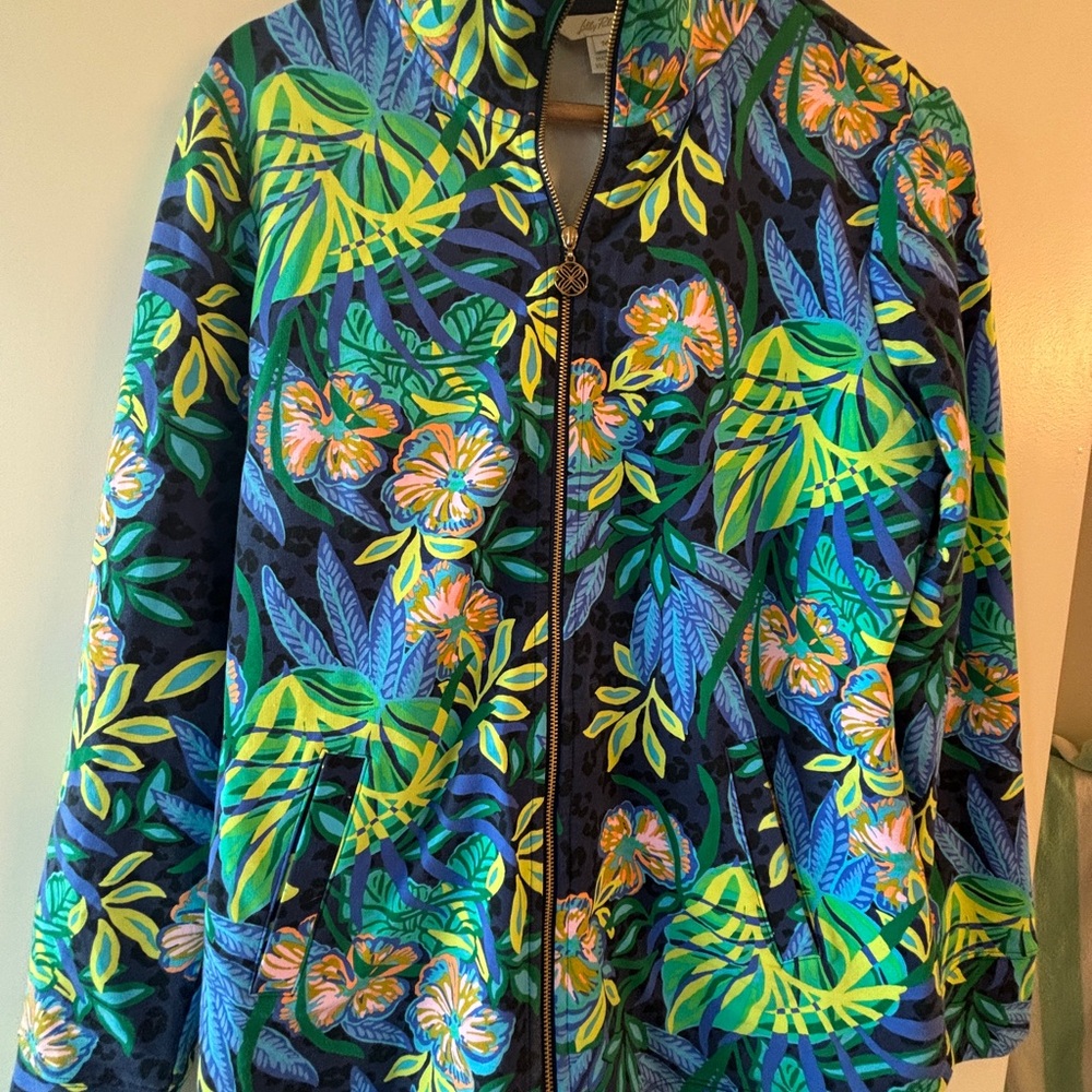 Lilly Pulitzer Tropical Floral Bomber Jacket